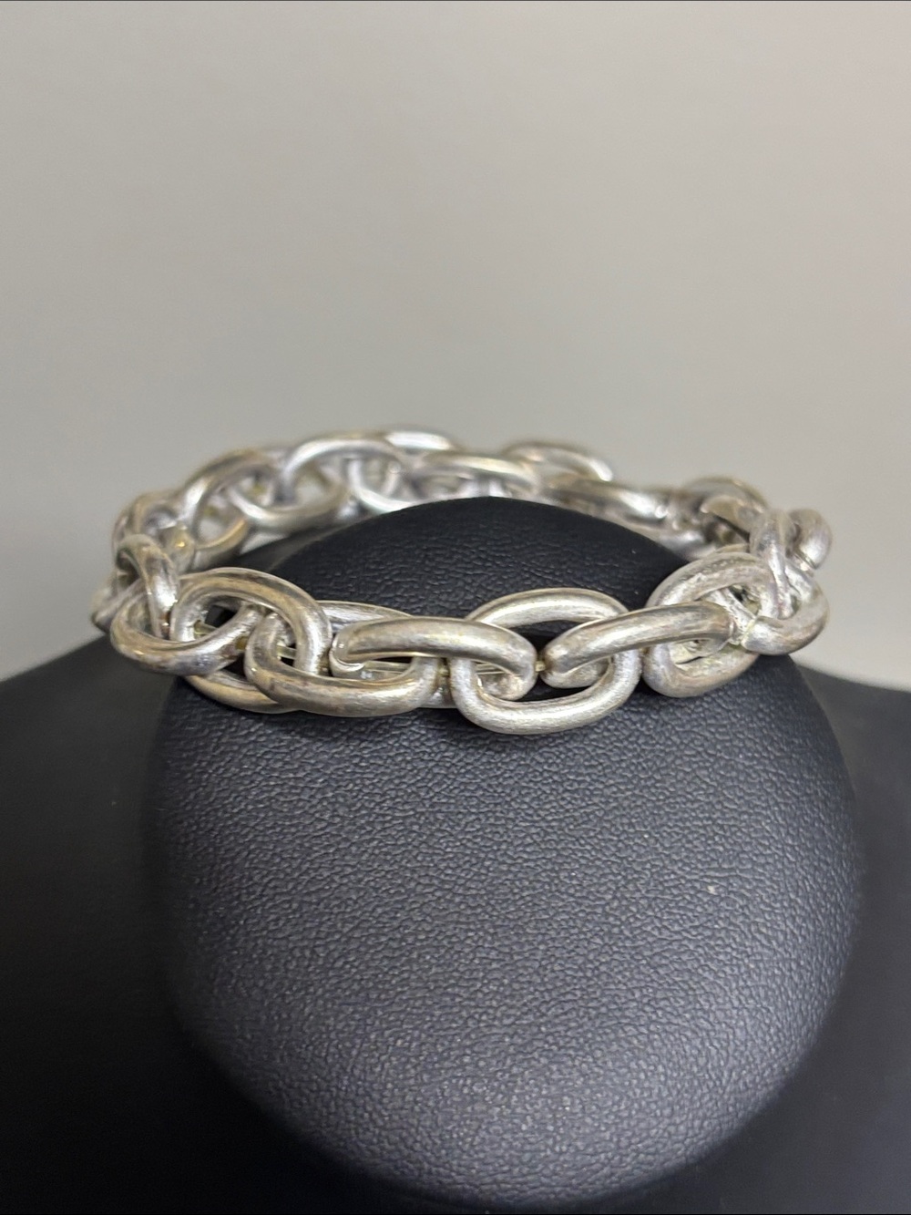 Silver Tone Chain Link Stretch Bracelet Trendy